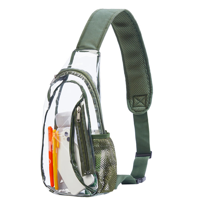 Unisex transparent sling backpack with multiple compartments Stornfield