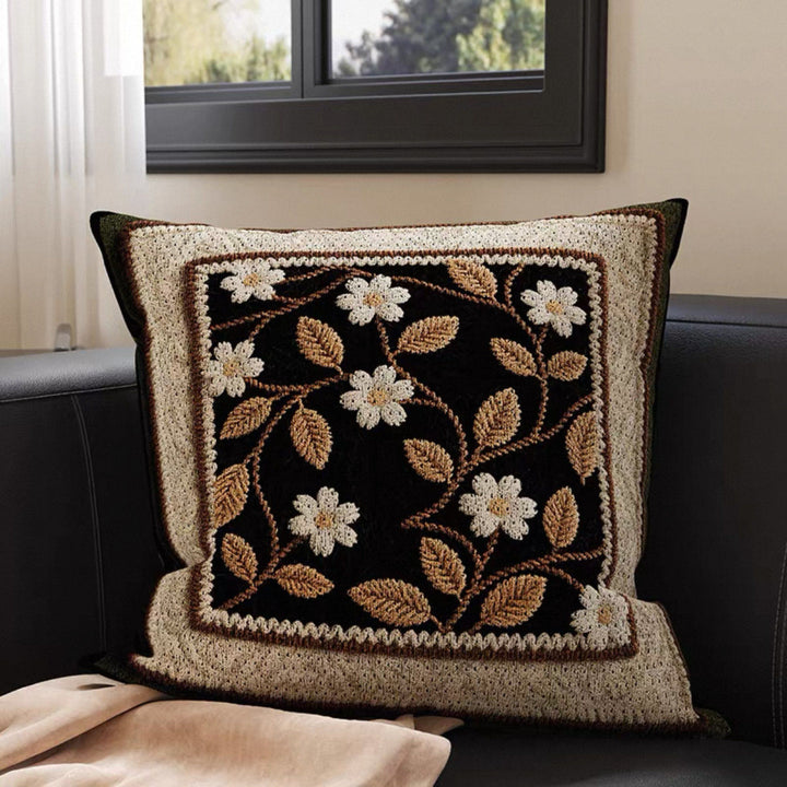 Decorative Floral Embroidered Throw Pillow