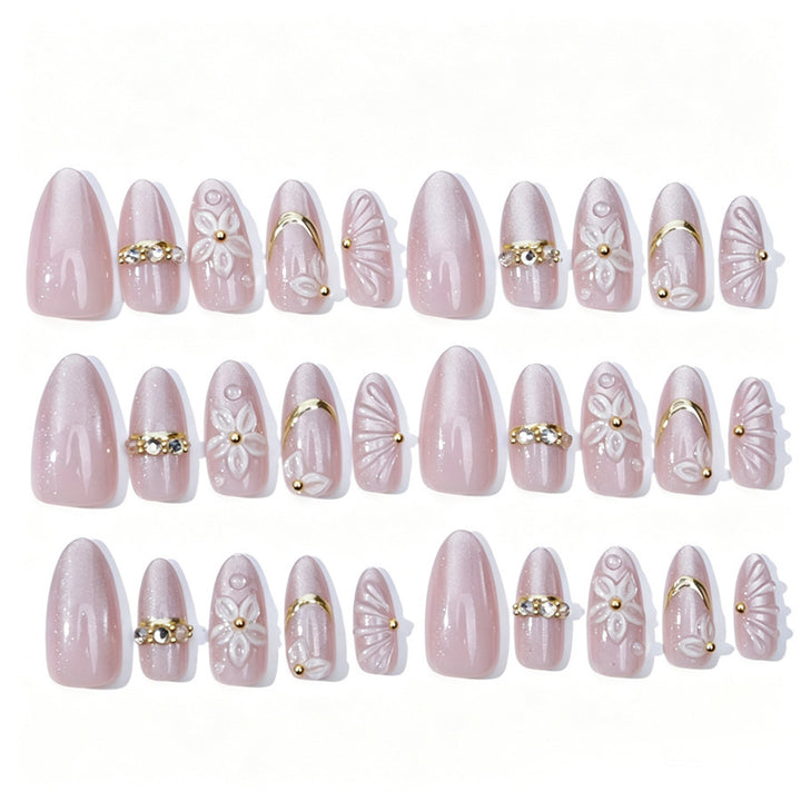 Elegant artificial nail set with floral and glitter elements Stornfield