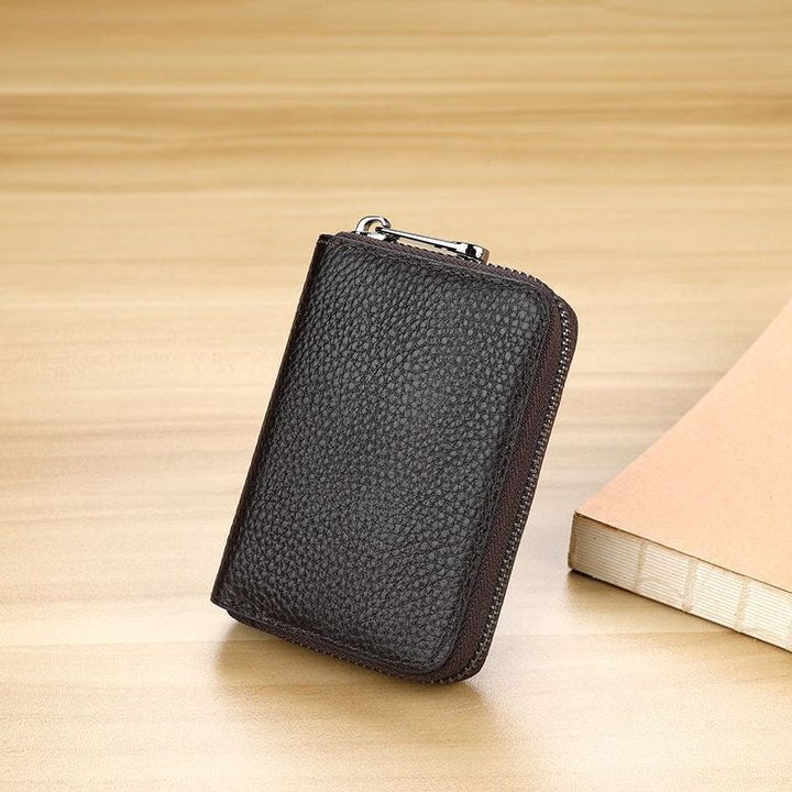 Sleek Zippered Leather Credit Card Holder Stornfield