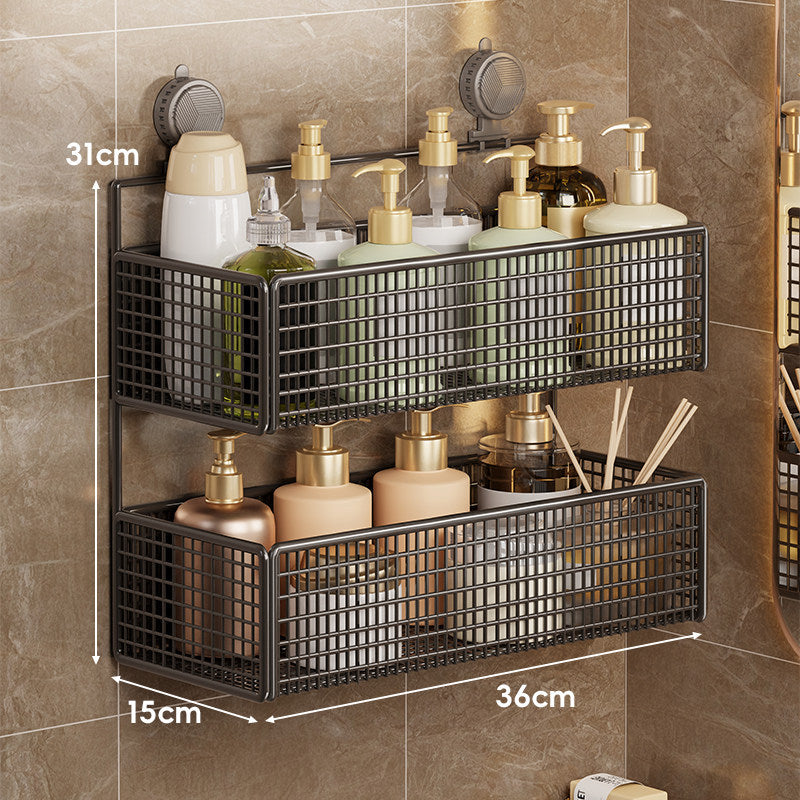 Suction-Mounted Double Mesh Shower Caddy Organizer