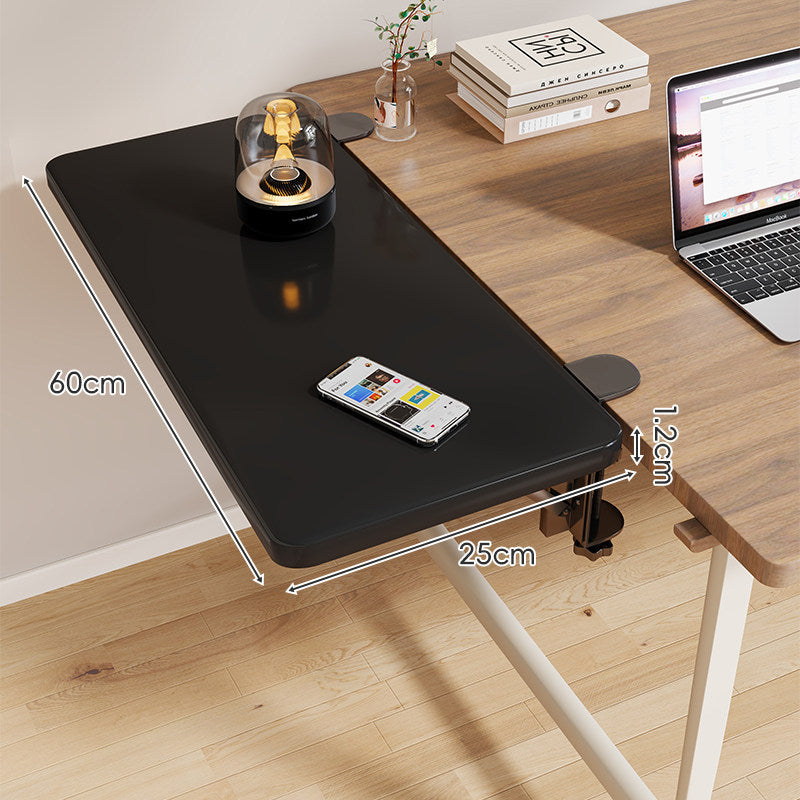 Clamp-On Adjustable Wooden Desk Side Shelf Extension with Foldable Bracket