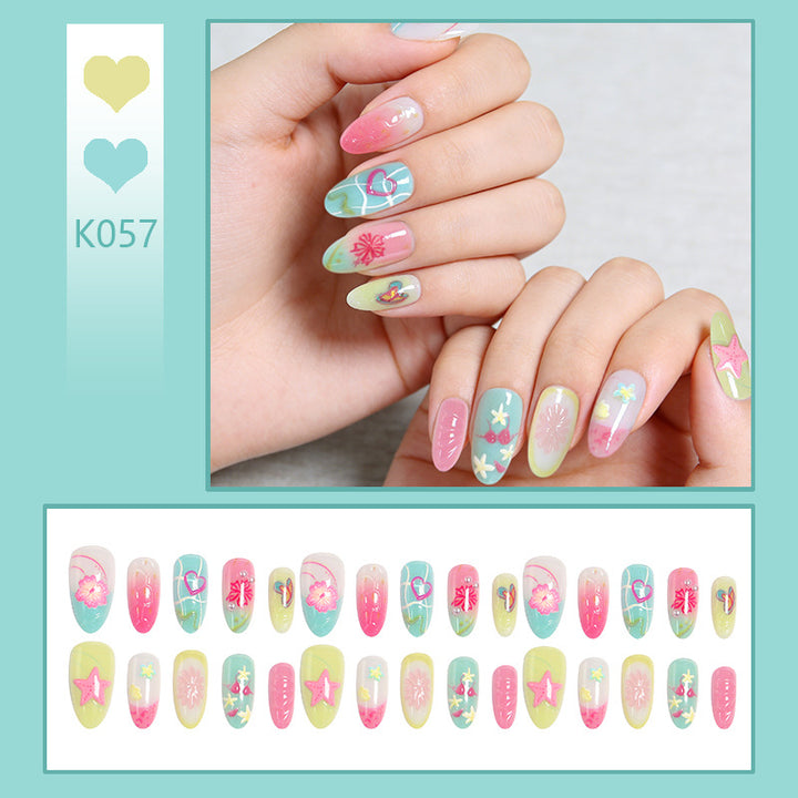 Acrylic Nail Set with Colorful Flower and Beach Design Stornfield