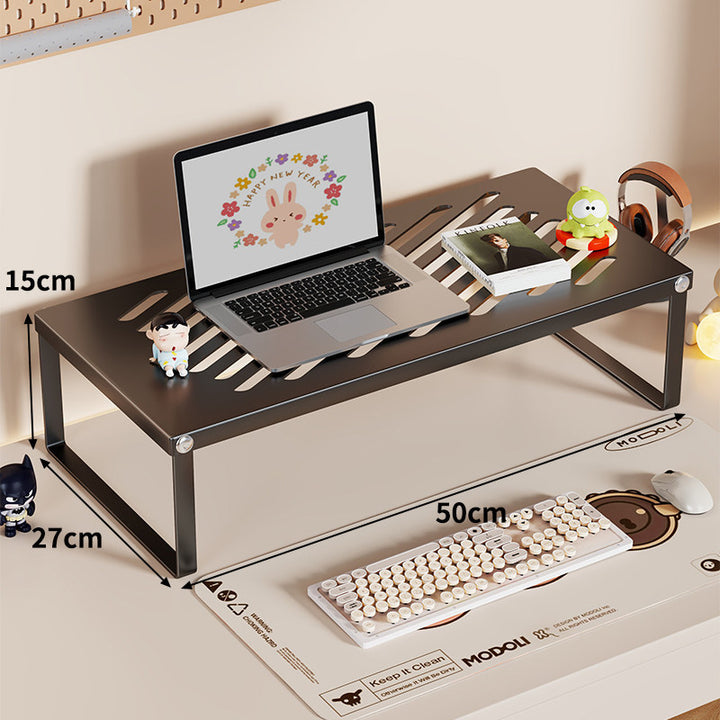 Slim Ventilated Steel Laptop and Monitor Riser with Wide Shelf and Cable Slots