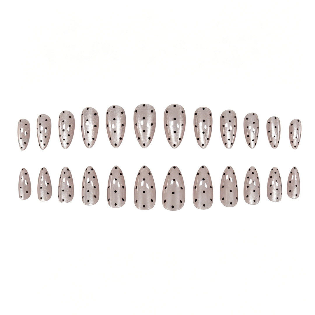 Elegant Polka Dot Almond-Shaped Nail Art Enhancements Stornfield