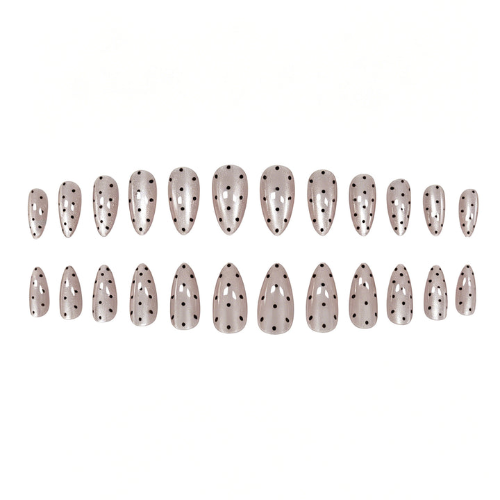 Elegant Polka Dot Almond-Shaped Nail Art Enhancements Stornfield