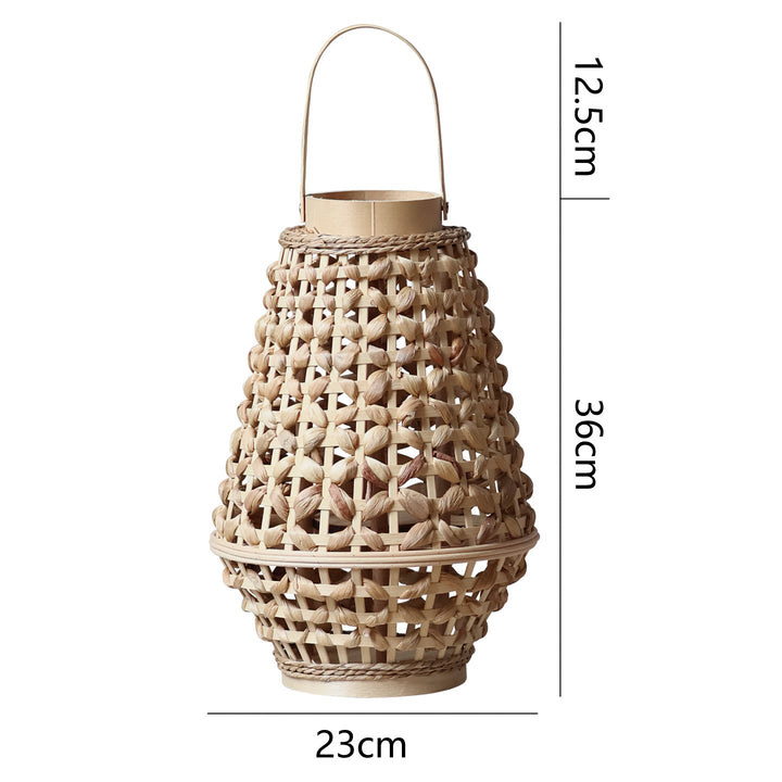 Elegant lantern made of braided rattan Stornfield