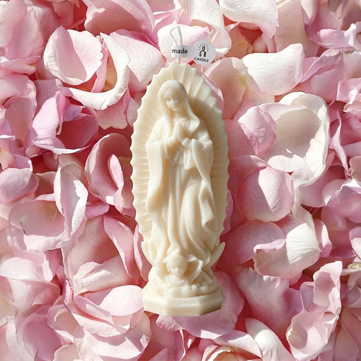 Hand-Poured Sculpted Marian Devotional Prayer Candle