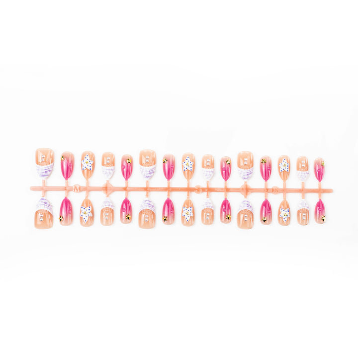 Artificial nails with floral design and glamorous accents Stornfield