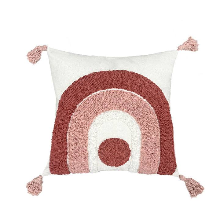 Decorative cushion with colorful rainbow pattern