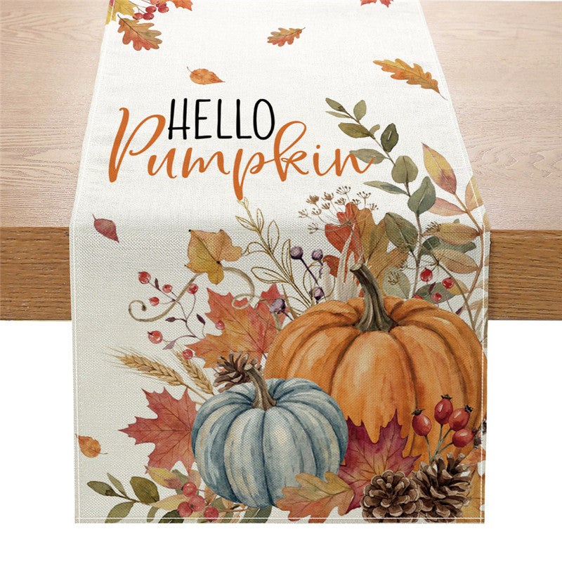 Autumn Football Print Cotton-Linen Table Runner