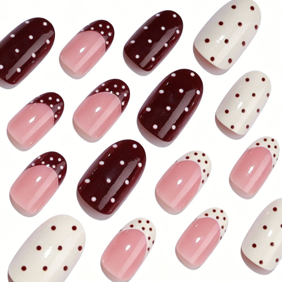 Artificial nail set with festive dot and gradient designs Stornfield