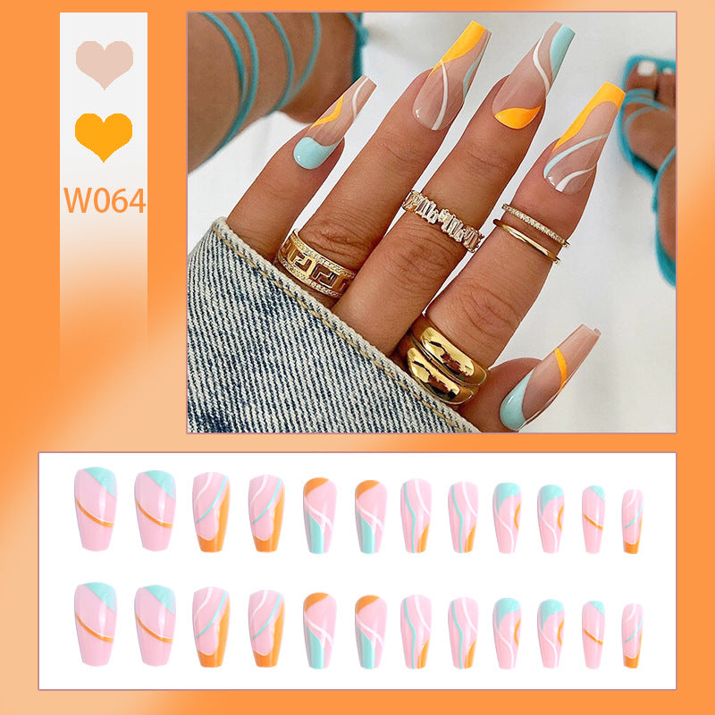 Stylish artificial nails with colorful wave pattern Stornfield