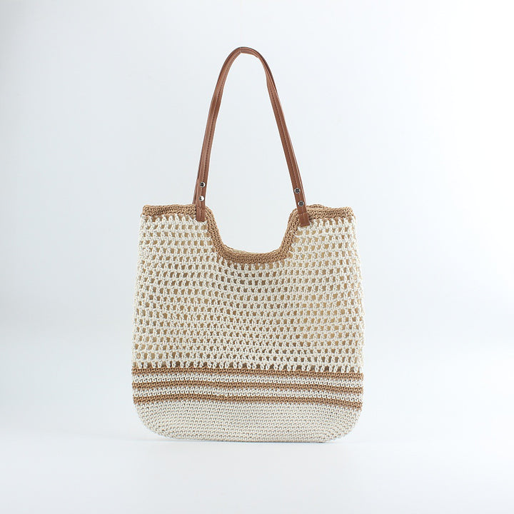 Handcrafted designer beach bag with sturdy leather handles Stornfield