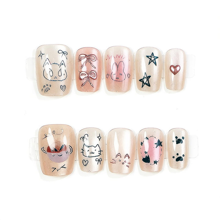 Whimsical Character Press-On Nail Art Stornfield