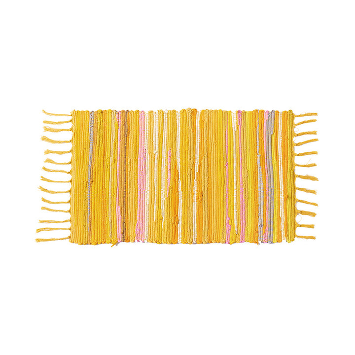Handwoven cotton rug runner with fringes