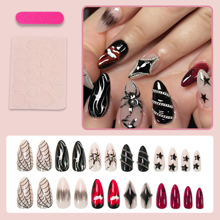 Nail art set with spooky Halloween designs and 3D embellishments Stornfield