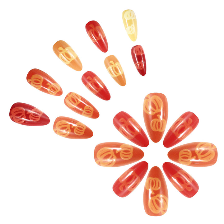 Artistic Pumpkin-Themed Press-On Nail Set Stornfield