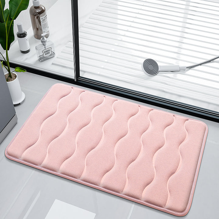 Plush Wave-Pattern Bath Mat