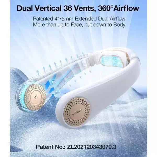Unisex one size ergonomic bladeless neck air cooler with adjustable turbine vents Stornfield
