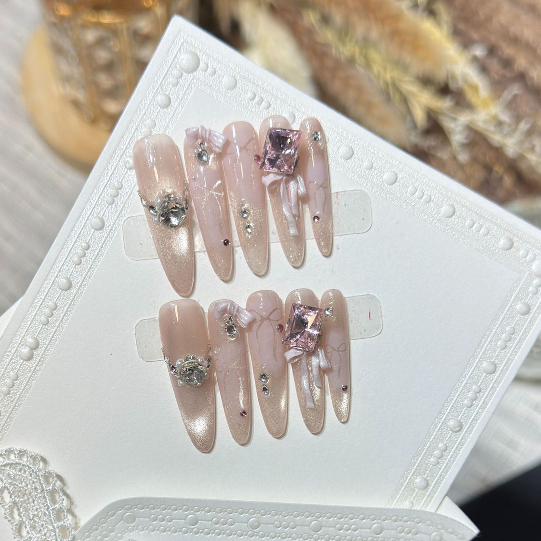 Ornate Rhinestone-Embellished Stiletto Press-On Nails Stornfield