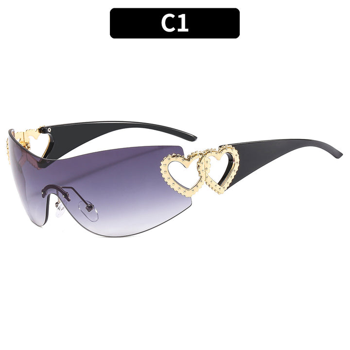 Heart-Detail Futuristic Sunglasses