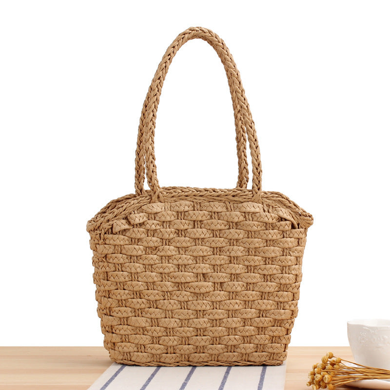 Braided shopping bag with reinforced bottom and long carrying handles Stornfield