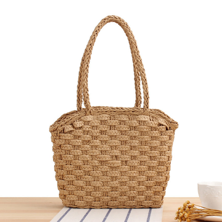 Braided shopping bag with reinforced bottom and long carrying handles Stornfield