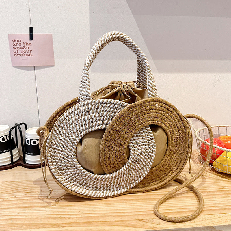 Artistic Dual-Circle Handled Tote Bag