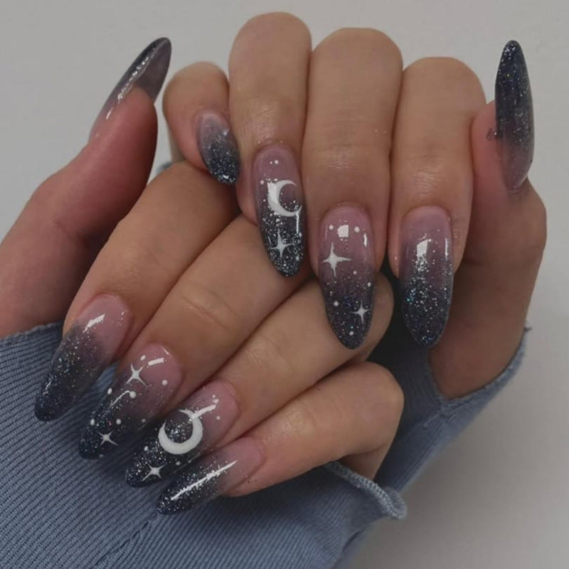 Artistic Ombre Press-On Nail Set with Celestial Design Stornfield