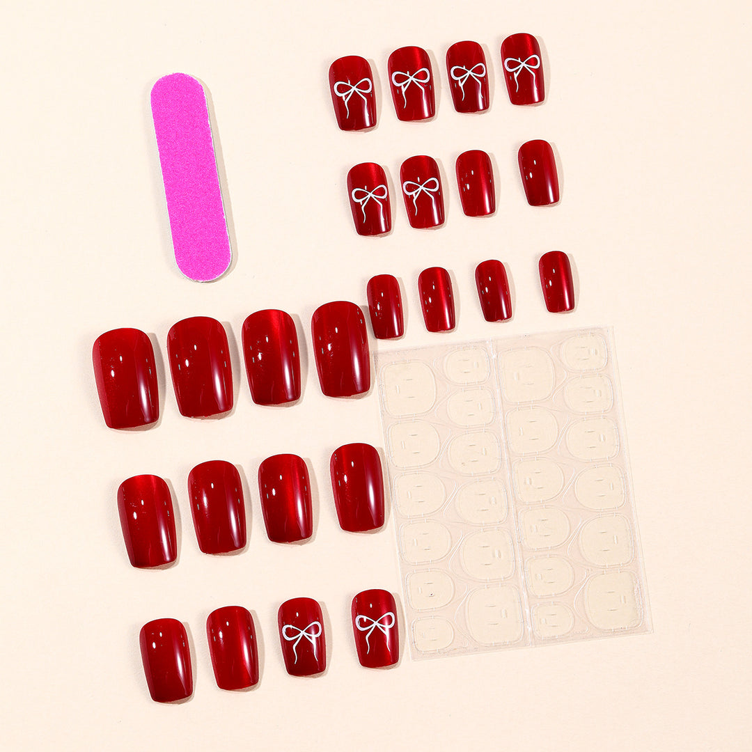 Glossy Bow-Accent Nail Art Set Stornfield