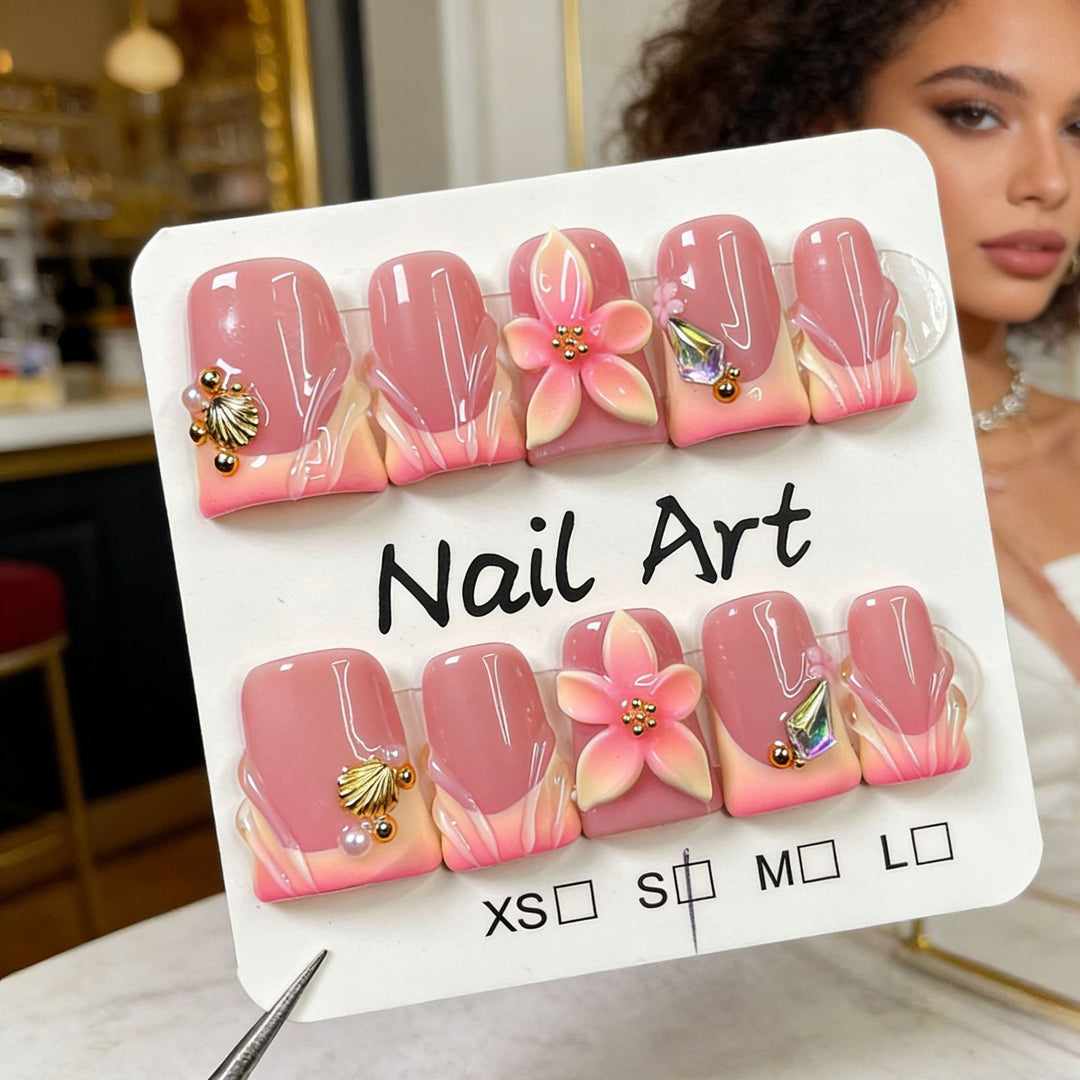Floral Press-On Nail Art