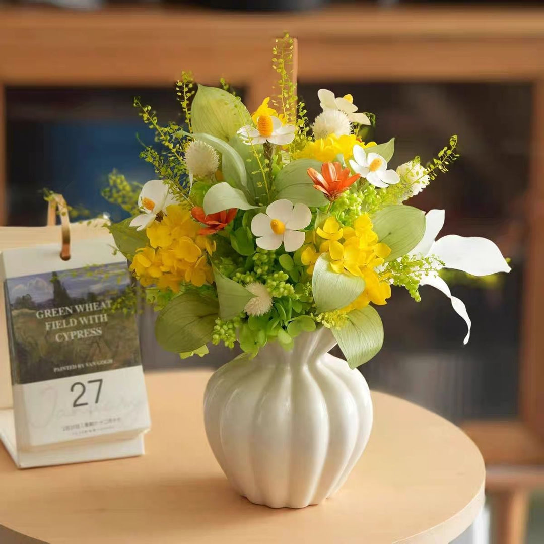 Lush Artificial Floral Arrangement with Decorative Vase