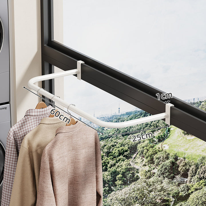 Over-Window Folding Clothes Drying Rack with Slim Clamp and Curved Extendable Arm