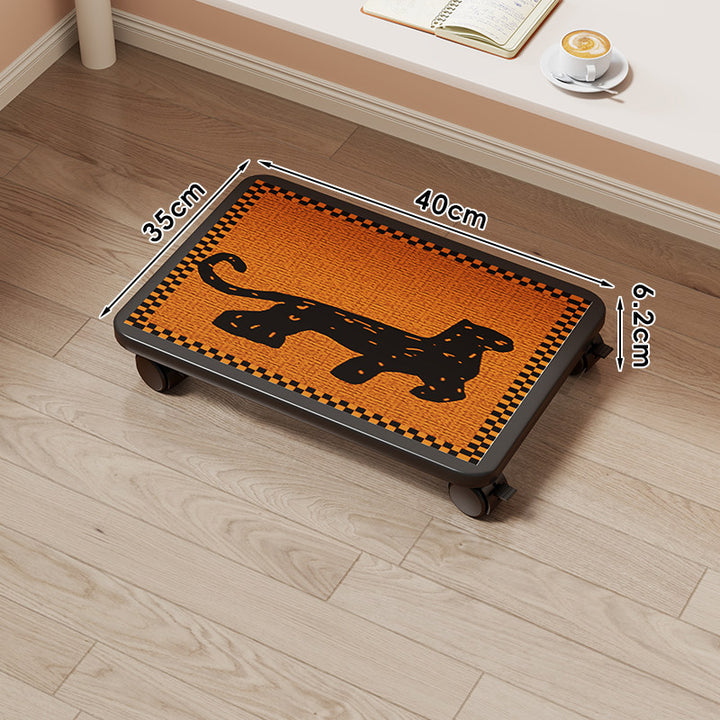 Low-Profile Wheeled Under-Bed Storage Tray with Cartoon Non-Slip Top