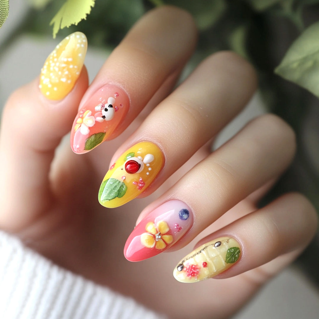 Exquisite nail art with colorful floral designs Stornfield