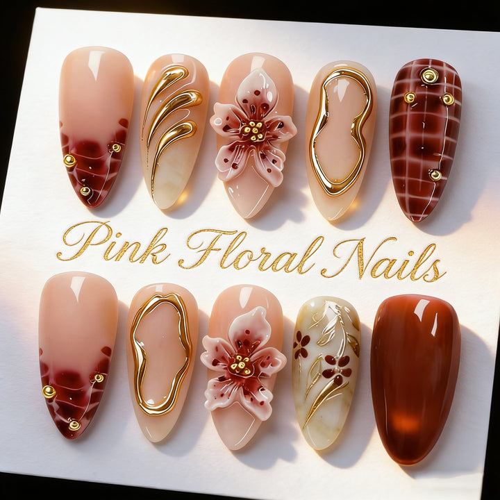 Artistic Floral Press-On Nail Art Set Stornfield 1790636462