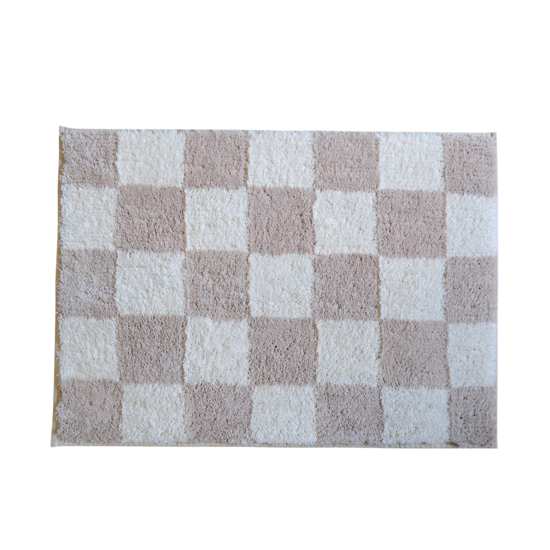 Plush Checkered Bath Mat
