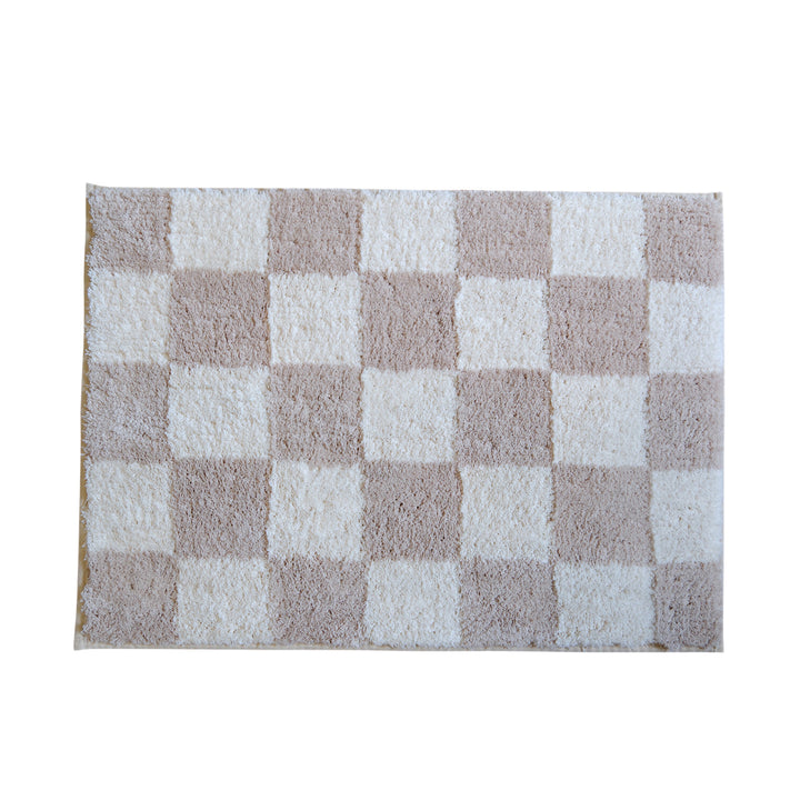 Plush Checkered Bath Mat