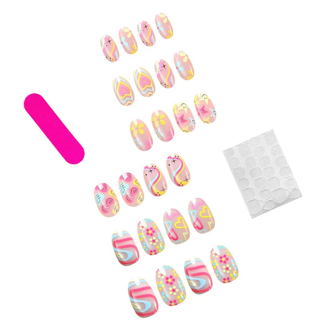 Nail set with playful 3D motifs and colorful designs Stornfield