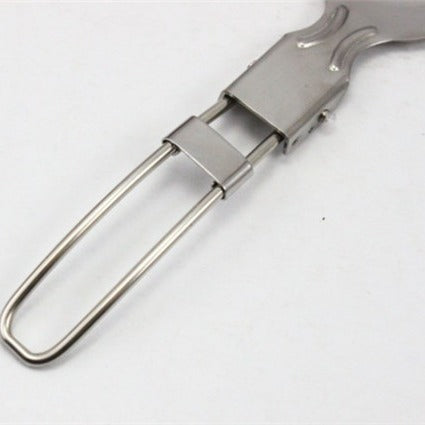 folding stainless steel camping spork with locking hinge and travel loop Stornfield
