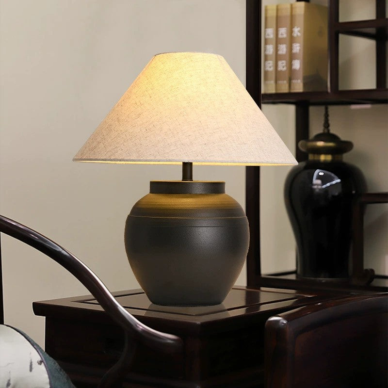 Artistic Table Lamp with Textured Base