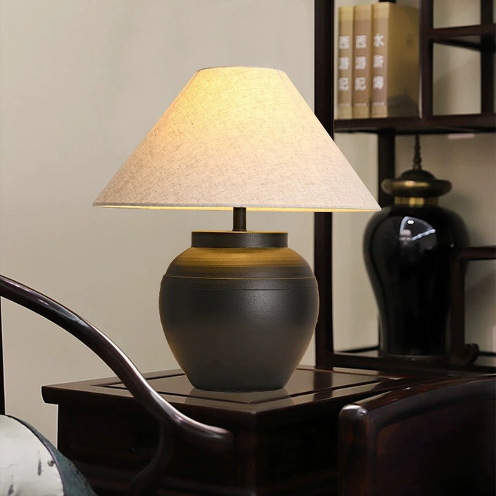 Artistic Table Lamp with Textured Base