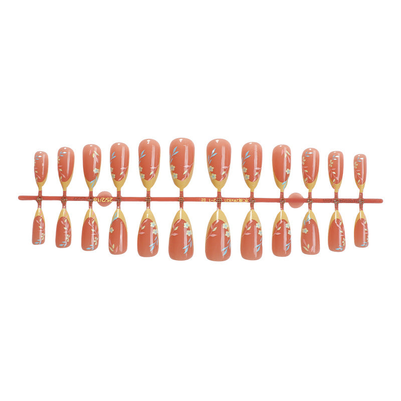 Decorative Press-On Nail Set with Floral and Elegant Design Stornfield