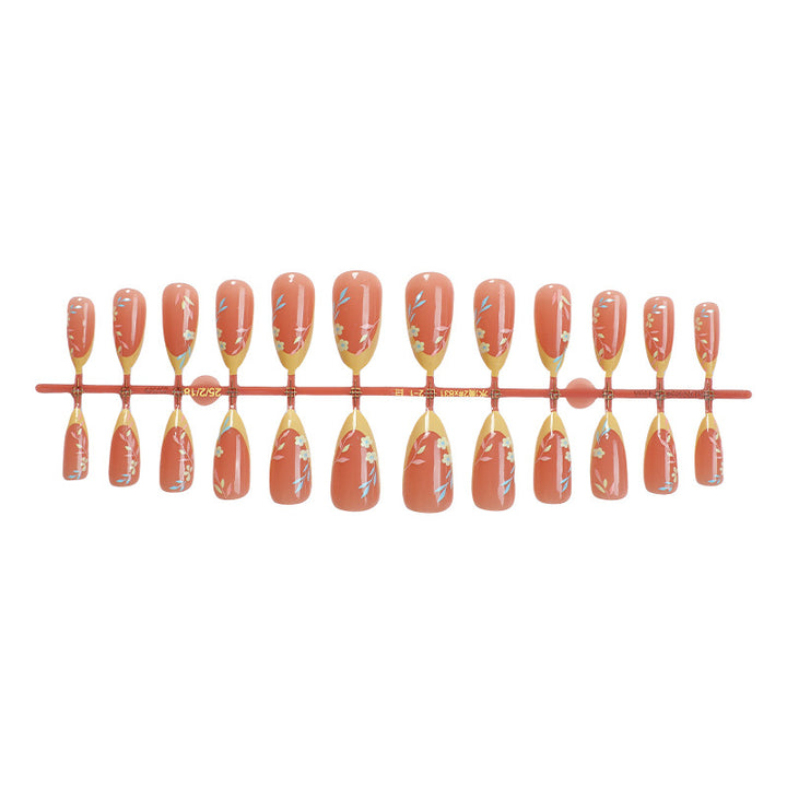 Decorative Press-On Nail Set with Floral and Elegant Design Stornfield