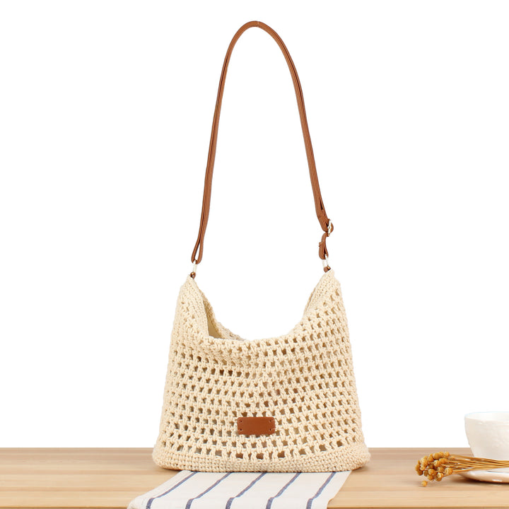 Macrame Crossbody Bag with Sturdy Leather Handle Stornfield