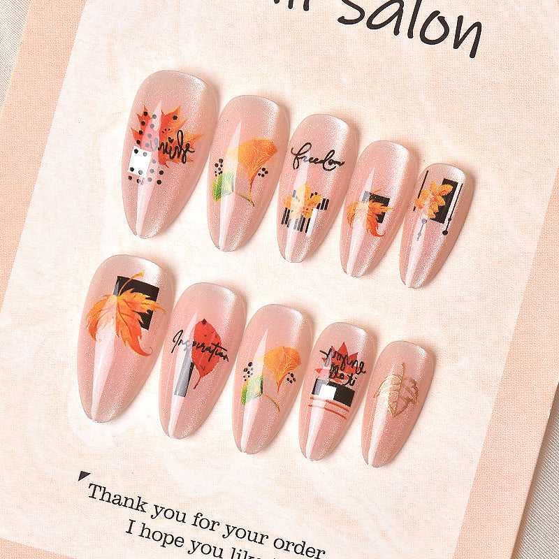 Autumn-Inspired Press-On Nail Art Set 1790738370