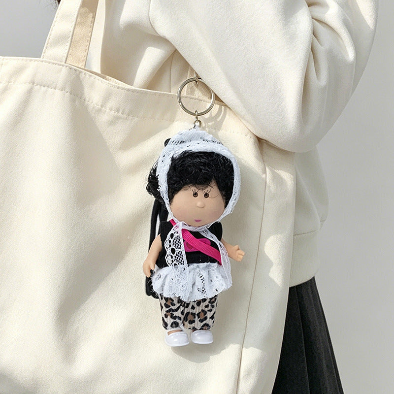 Hooded Doll Bag Charm Keychain with Denim Outfit & Loop Strap Stornfield