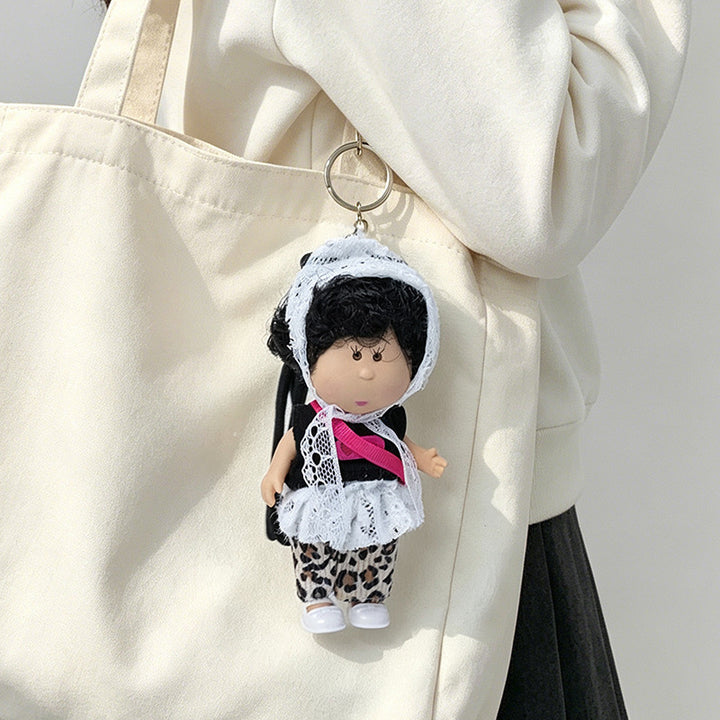 Hooded Doll Bag Charm Keychain with Denim Outfit & Loop Strap Stornfield