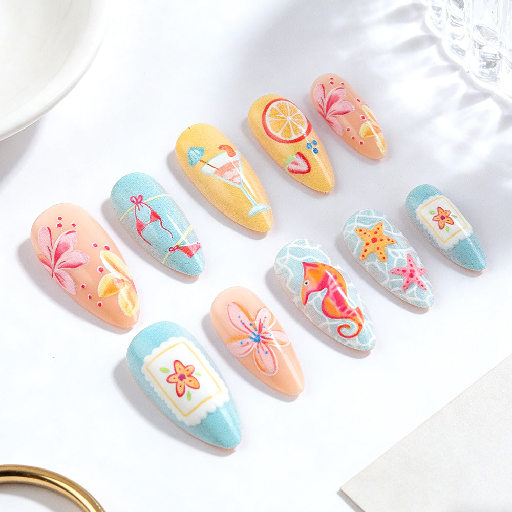 Artistic Tropical-Themed Press-On Nails Stornfield